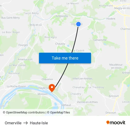 Omerville to Haute-Isle map