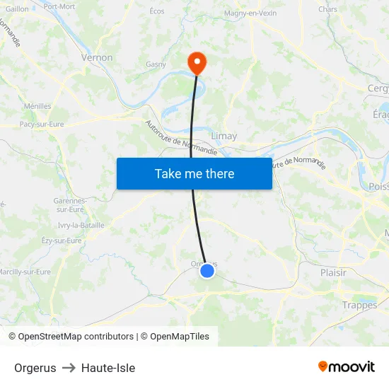Orgerus to Haute-Isle map