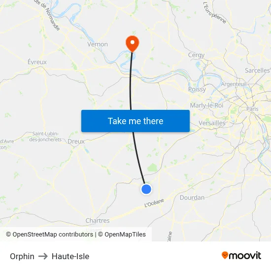 Orphin to Haute-Isle map
