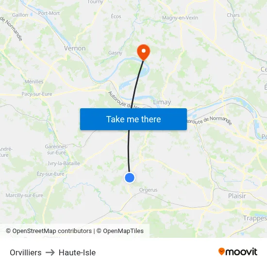 Orvilliers to Haute-Isle map