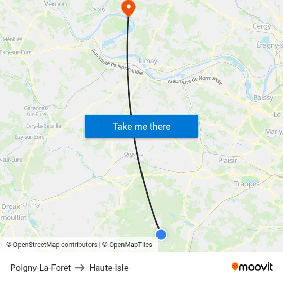 Poigny-La-Foret to Haute-Isle map