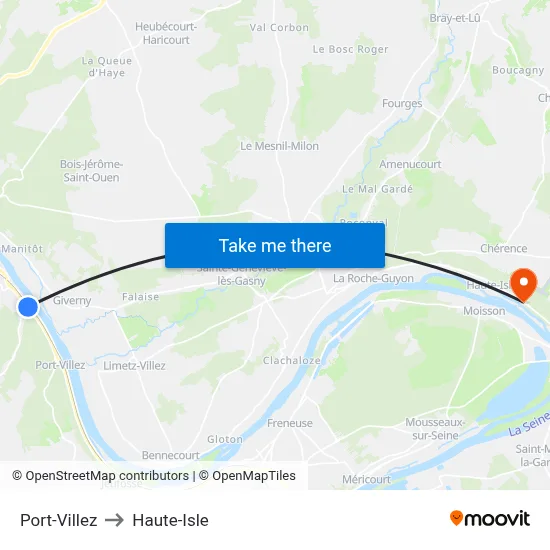 Port-Villez to Haute-Isle map