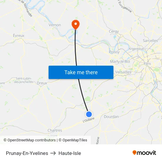 Prunay-En-Yvelines to Haute-Isle map