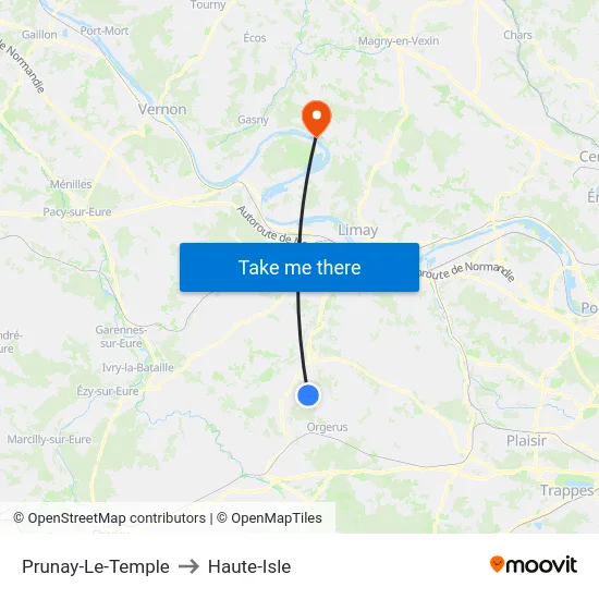 Prunay-Le-Temple to Haute-Isle map