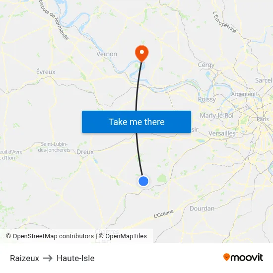 Raizeux to Haute-Isle map