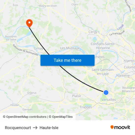 Rocquencourt to Haute-Isle map