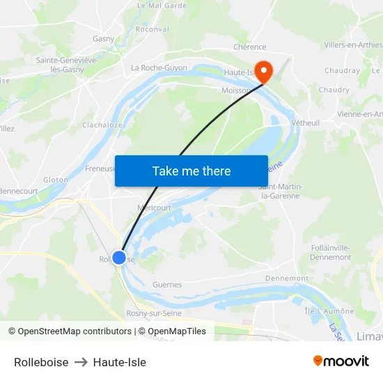 Rolleboise to Haute-Isle map