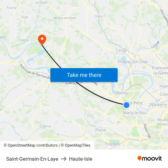 Saint-Germain-En-Laye to Haute-Isle map