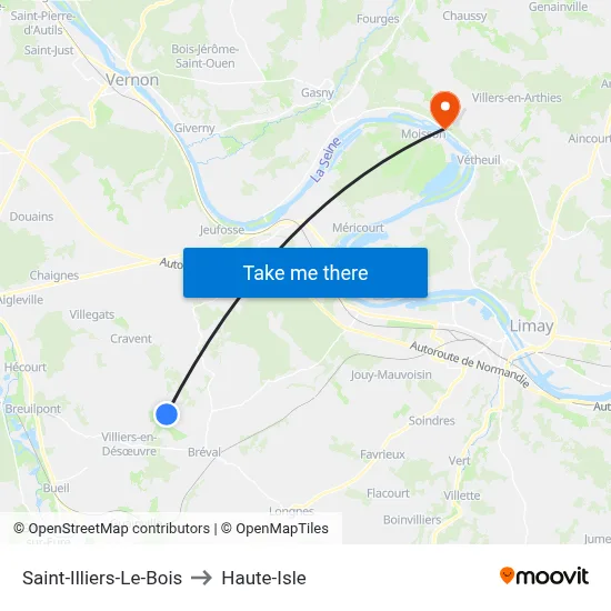 Saint-Illiers-Le-Bois to Haute-Isle map