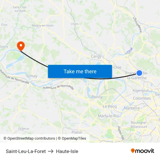 Saint-Leu-La-Foret to Haute-Isle map