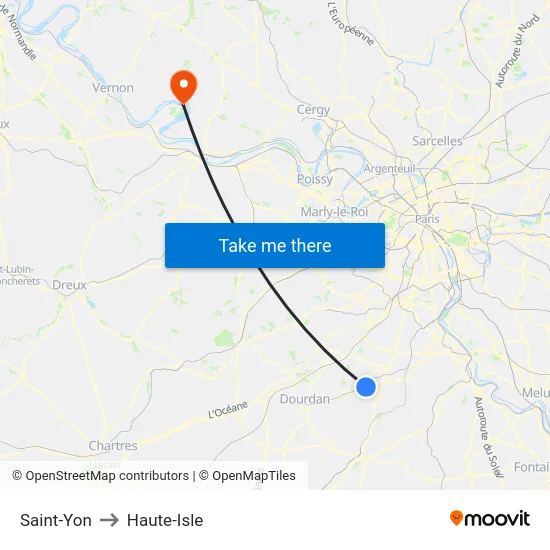 Saint-Yon to Haute-Isle map