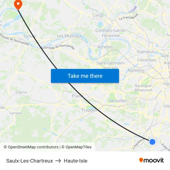 Saulx-Les-Chartreux to Haute-Isle map