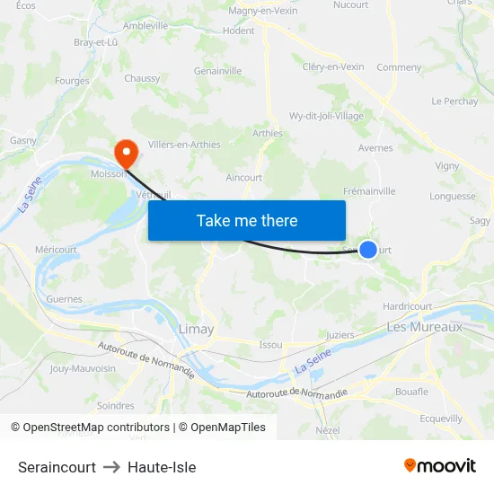Seraincourt to Haute-Isle map