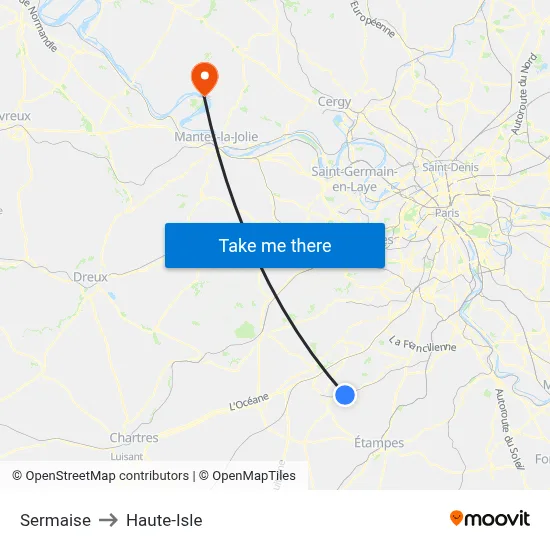 Sermaise to Haute-Isle map