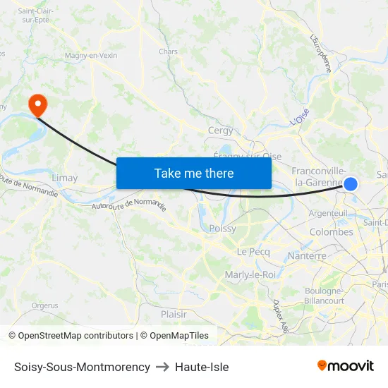 Soisy-Sous-Montmorency to Haute-Isle map