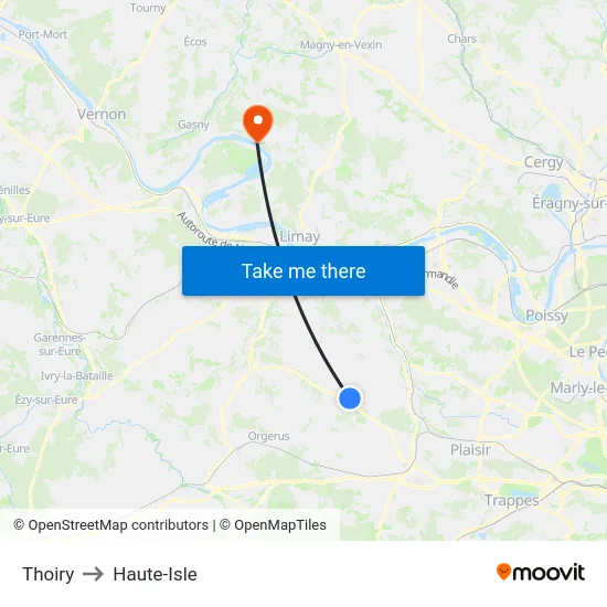 Thoiry to Haute-Isle map