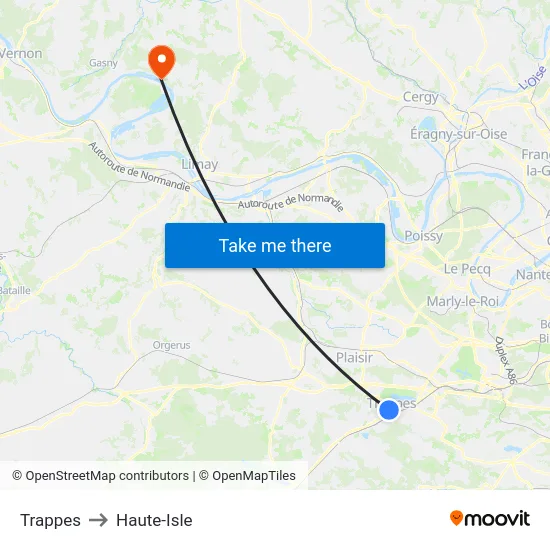Trappes to Haute-Isle map