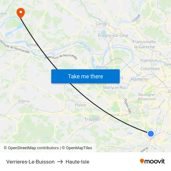 Verrieres-Le-Buisson to Haute-Isle map