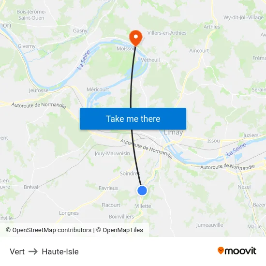 Vert to Haute-Isle map