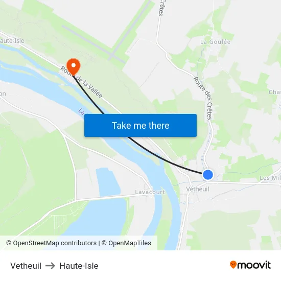 Vetheuil to Haute-Isle map
