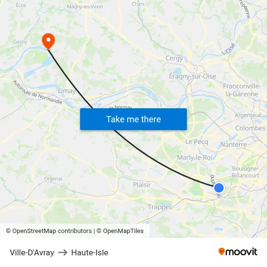 Ville-D'Avray to Haute-Isle map