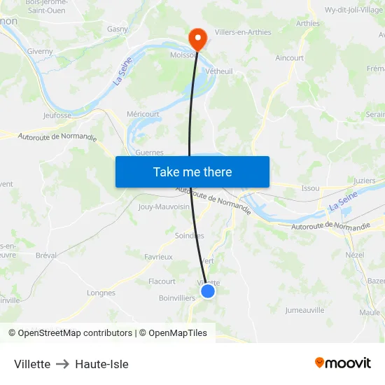 Villette to Haute-Isle map