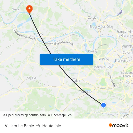 Villiers-Le-Bacle to Haute-Isle map
