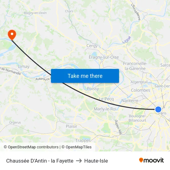 Chaussée D'Antin - la Fayette to Haute-Isle map