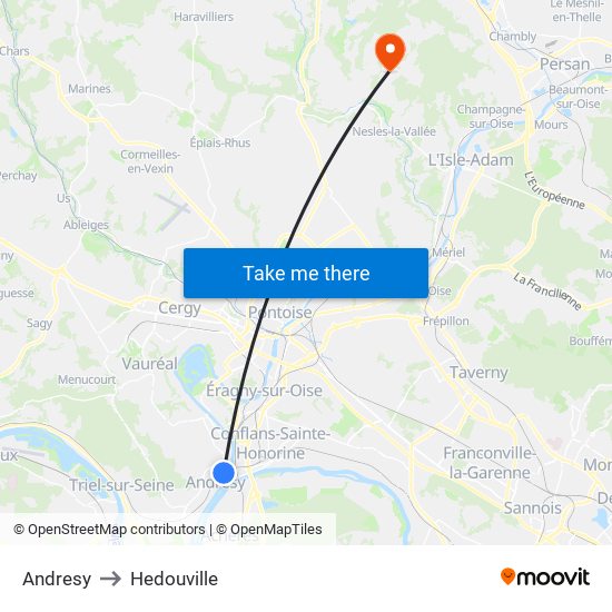 Andresy to Hedouville map