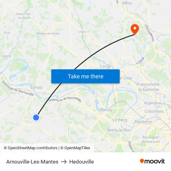 Arnouville-Les-Mantes to Hedouville map