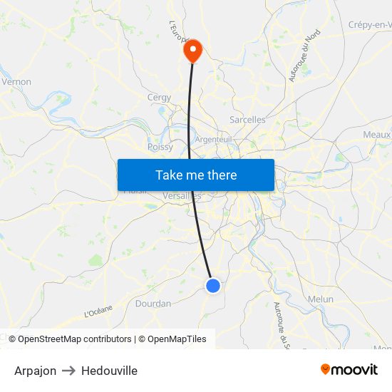 Arpajon to Hedouville map