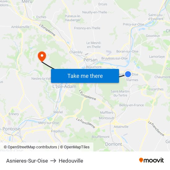 Asnieres-Sur-Oise to Hedouville map