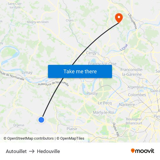 Autouillet to Hedouville map