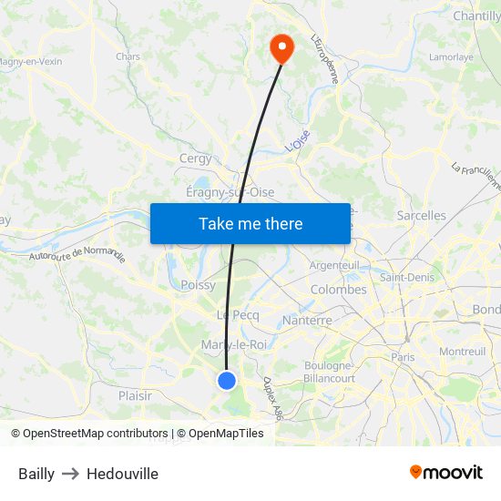 Bailly to Hedouville map