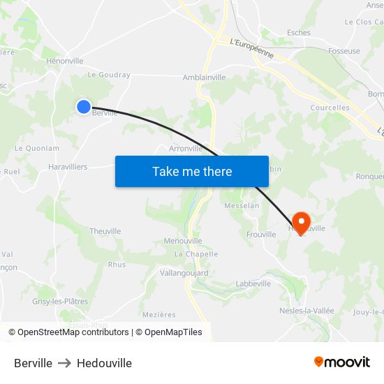 Berville to Hedouville map
