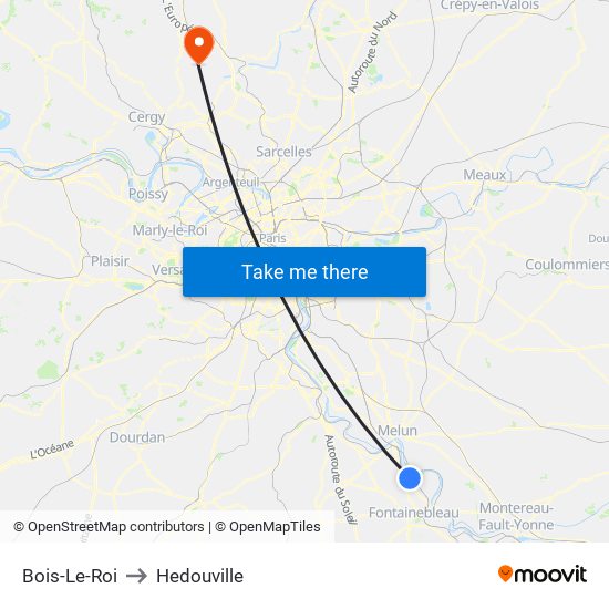 Bois-Le-Roi to Hedouville map