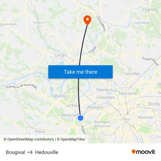 Bougival to Hedouville map