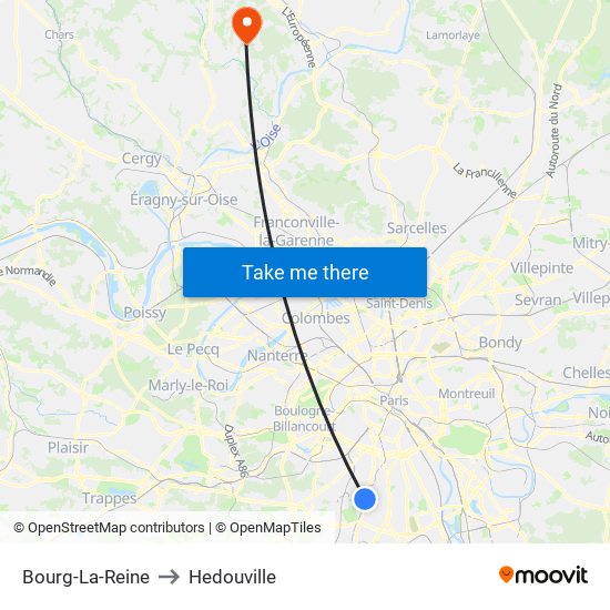 Bourg-La-Reine to Hedouville map