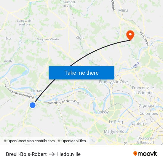 Breuil-Bois-Robert to Hedouville map