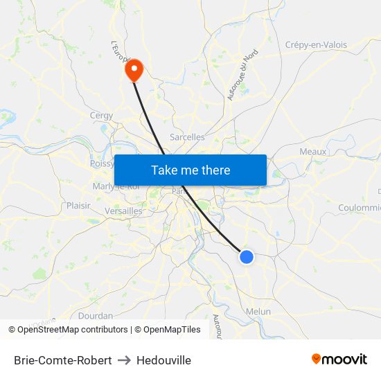 Brie-Comte-Robert to Hedouville map