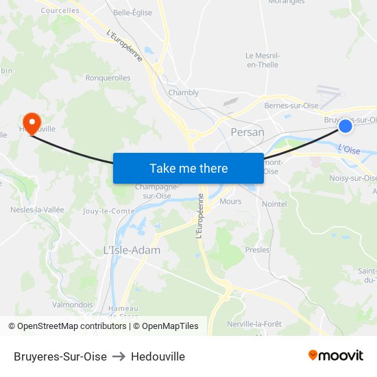 Bruyeres-Sur-Oise to Hedouville map