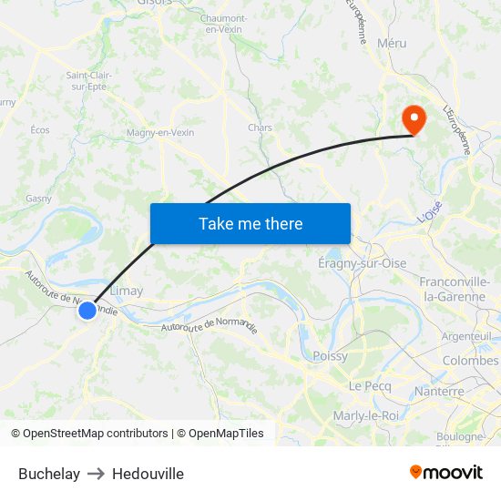 Buchelay to Hedouville map