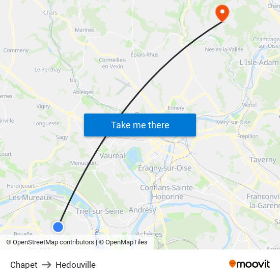 Chapet to Hedouville map