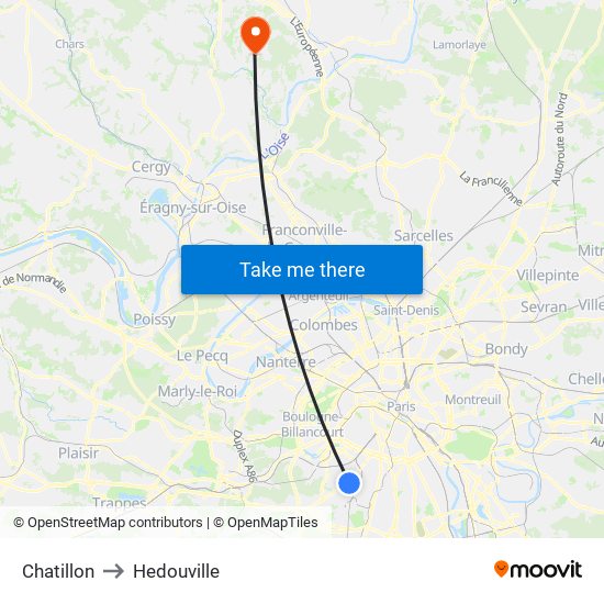 Chatillon to Hedouville map