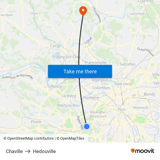 Chaville to Hedouville map