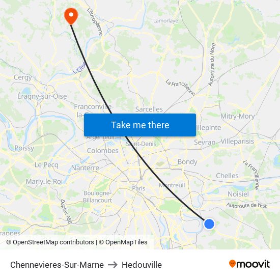 Chennevieres-Sur-Marne to Hedouville map