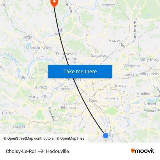 Choisy-Le-Roi to Hedouville map