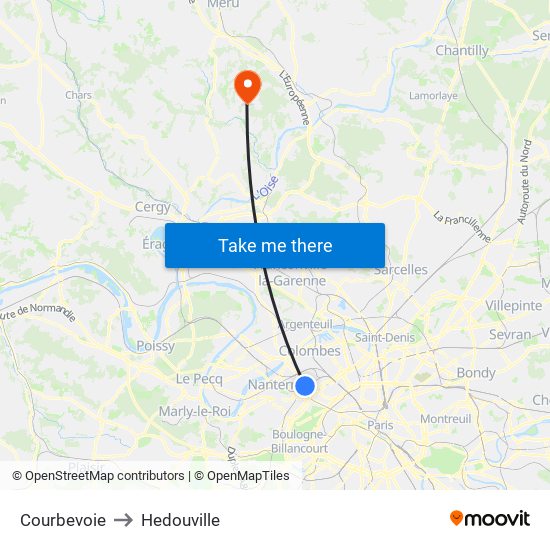 Courbevoie to Hedouville map