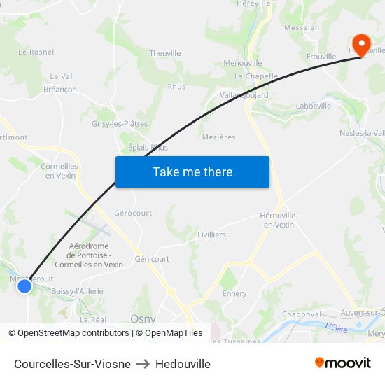 Courcelles-Sur-Viosne to Hedouville map