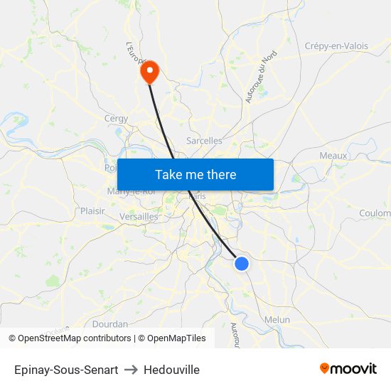 Epinay-Sous-Senart to Hedouville map